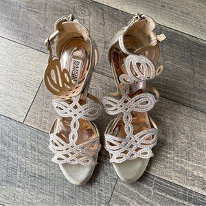 Badgley Mischka Gold Silver Rhinestone Sparkly Heels Size 11